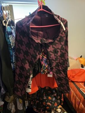 Purple & Black Houndstooth Leggings